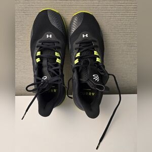Under Armour Curry Men’s Black Athletic Shoes with Lime Accents
